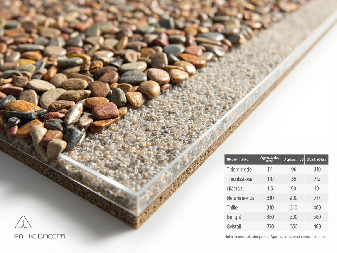 Jak zestaw materiałów (kruszywo + żywica) wpływa na grubość?